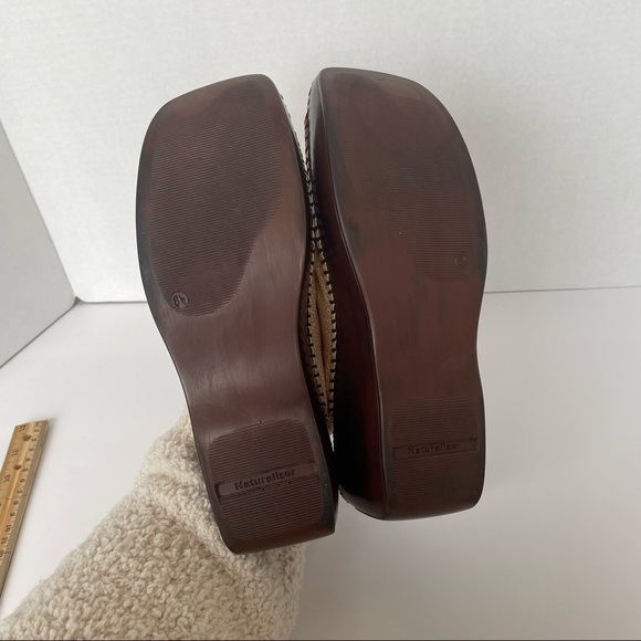 Naturalizer Comfort Tan / Cream Slide on Open Toe Wedge Sandal Size 8.5 - Picture 12 of 14